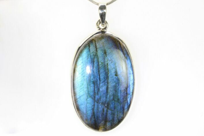 Brilliant Blue Labradorite Pendant with Chain #302784